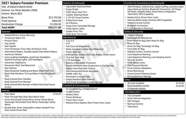 Used 2021 Ice Silver Metallic Subaru Premium image 35