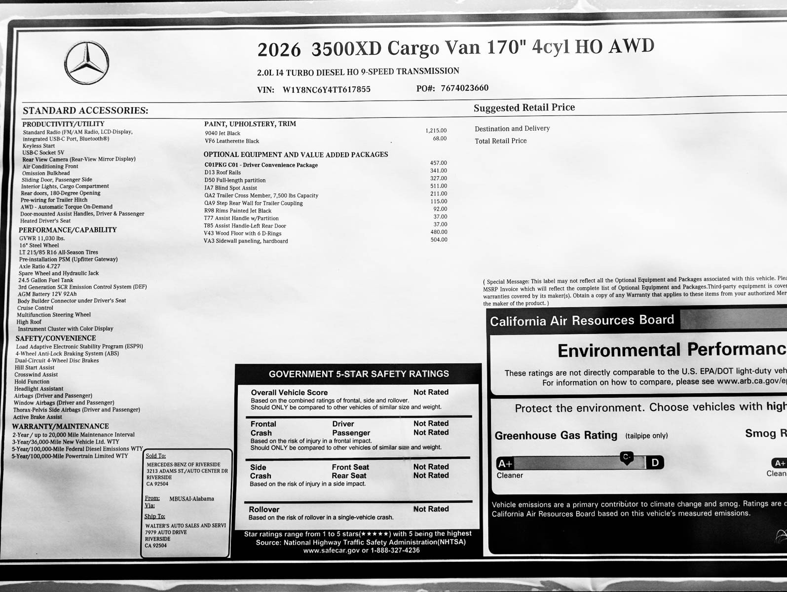 New 2026 Jet Black Mercedes-Benz 3500XD High Roof I4 Diesel HO 170 AWD image 22