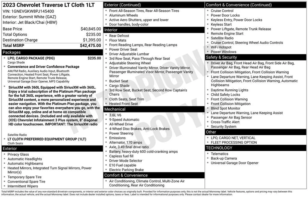 Used 2023 Summit White Chevrolet LT Cloth image 34