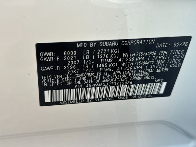 New 2026 CRYSTAL WHITE PEARL Subaru Limited 7-Passenger image 38