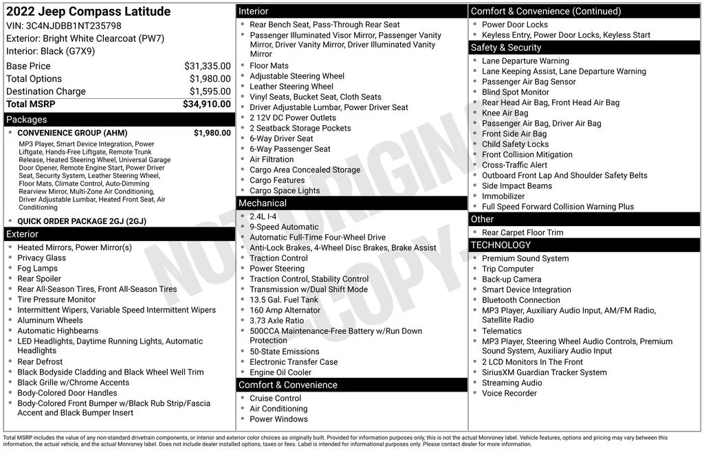 Used 2022 White Jeep Latitude image 17