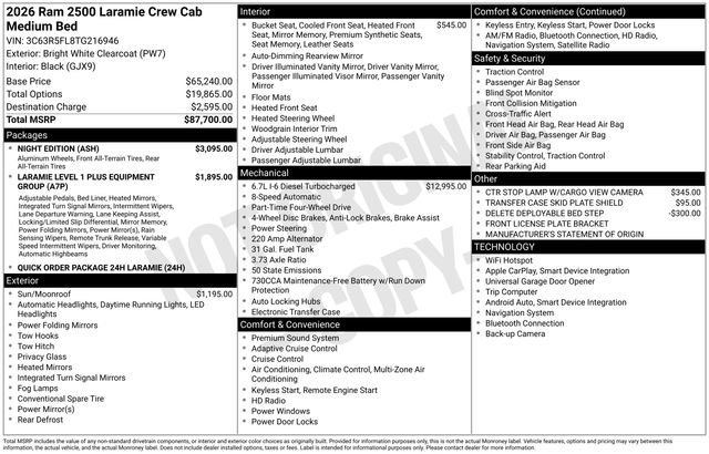 New 2026 Bright White Clear-Coat Exterior Paint RAM Laramie image 32