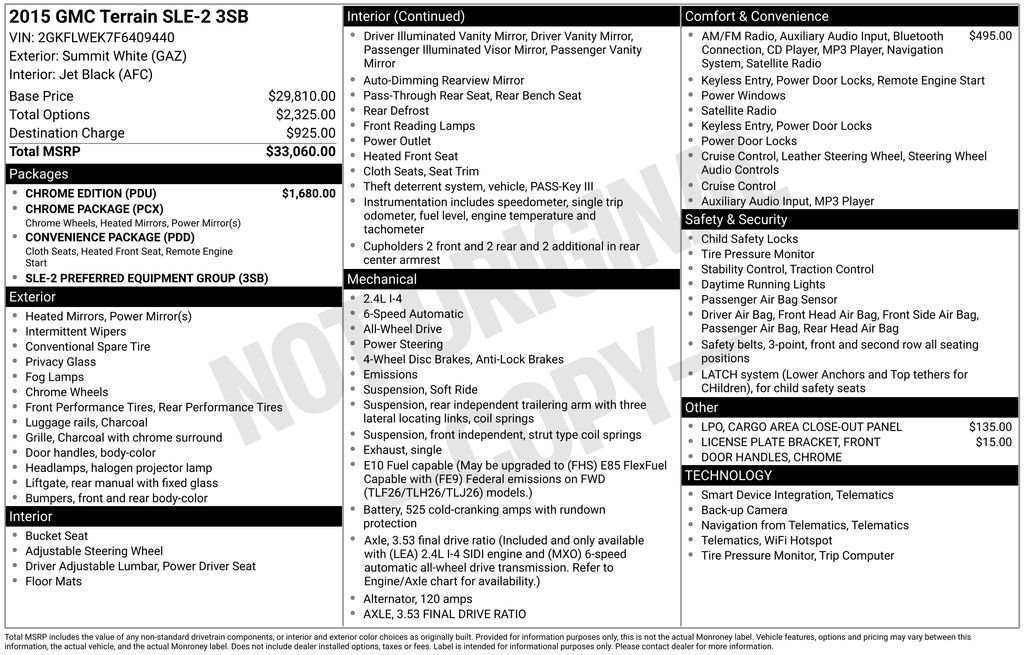 Used 2015 GMC Terrain SLE-2 with VIN 2GKFLWEK7F6409440 for sale in Stillwater, Minnesota