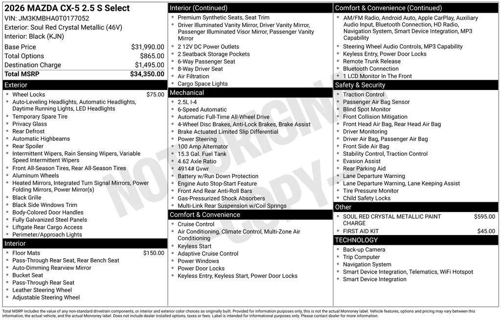 New 2026 Red Mazda 2.5 S Select image 7