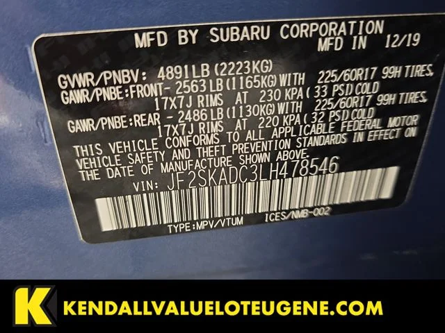 Used 2020 Blue Subaru Base image 10