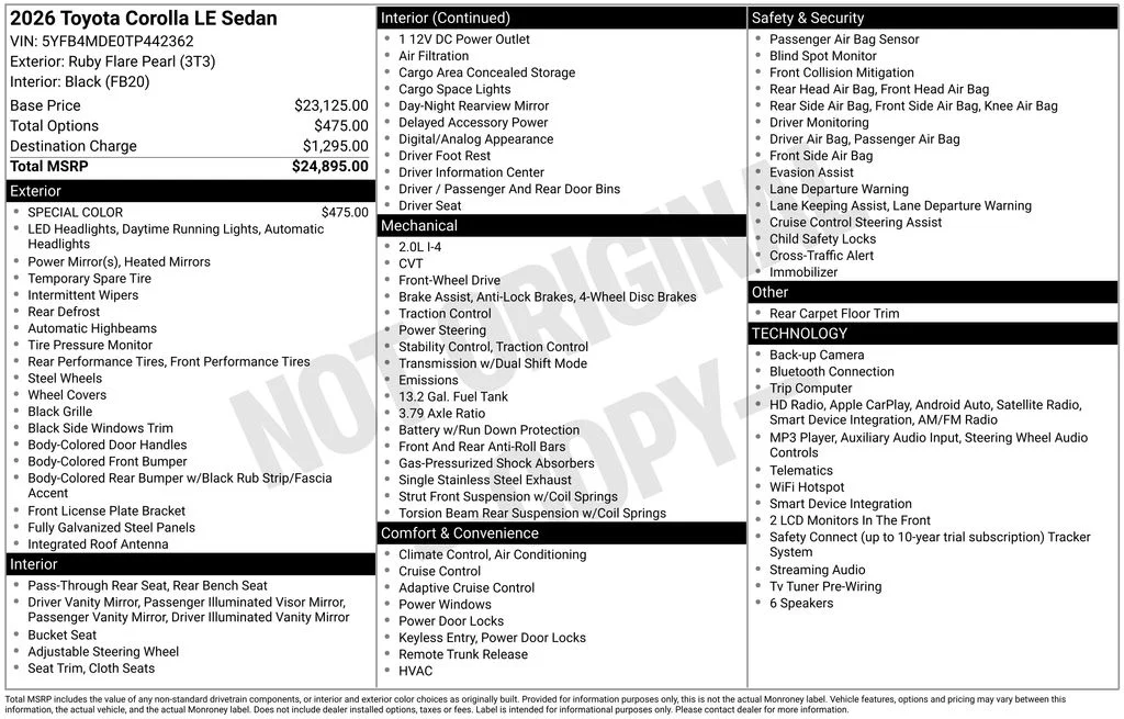 Certified Used 2026 Red Toyota LE image 7