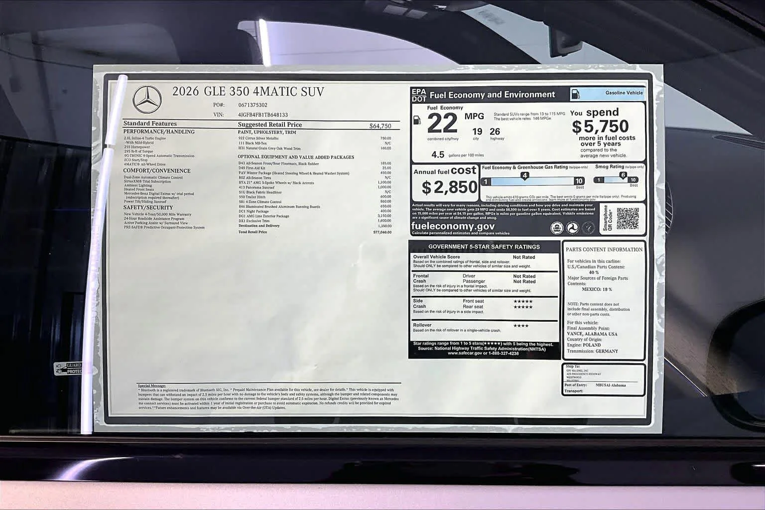 New 2026 Cirrus Silver Metallic Mercedes-Benz GLE 350 image 18