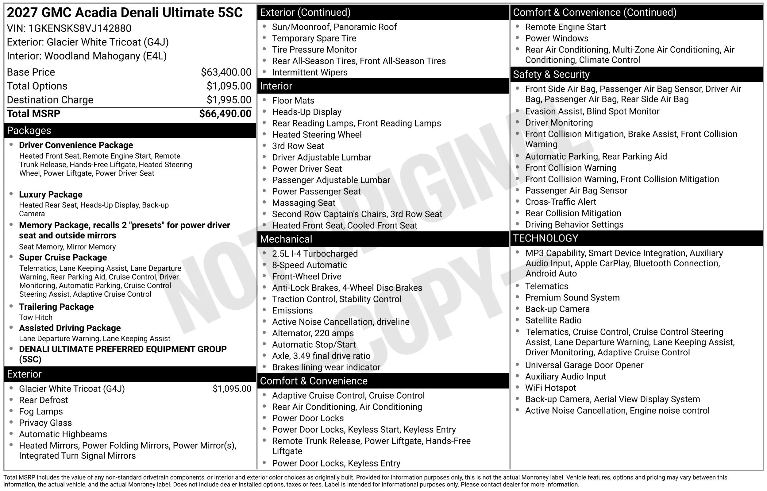 New 2027 Glacier White Tricoat GMC Denali Ultimate image 1