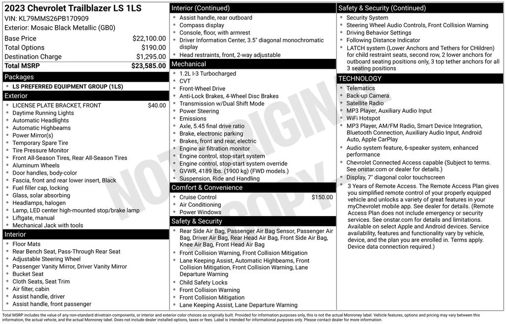 Used 2023 Black Chevrolet LS image 8
