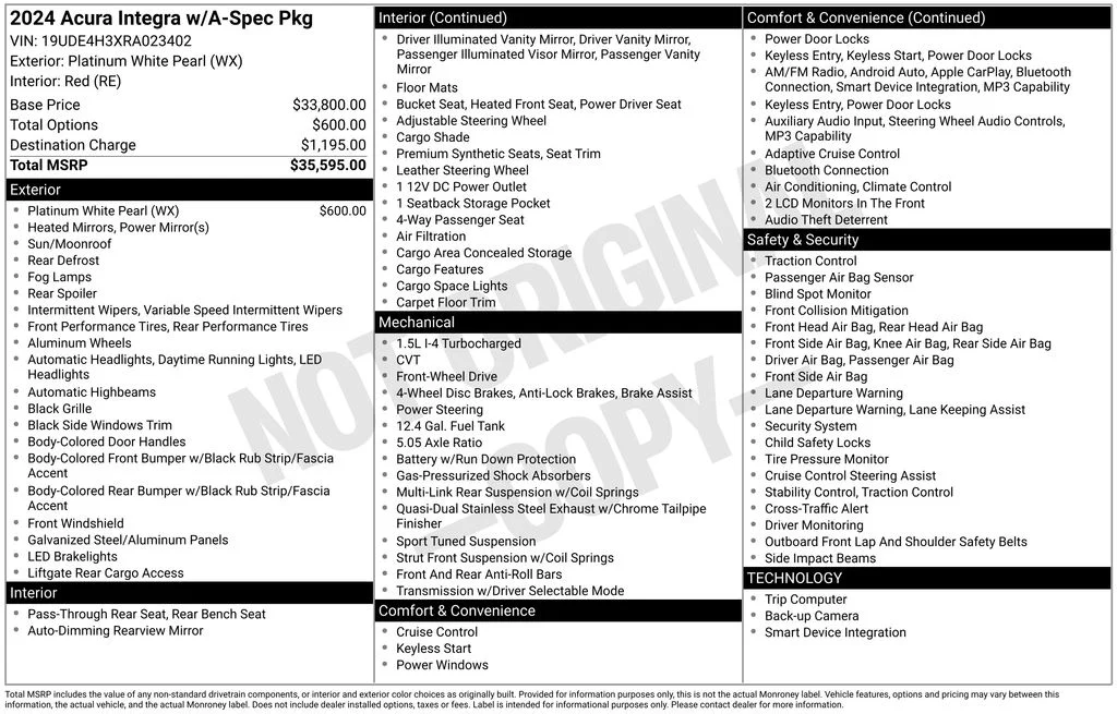 Used 2024 White Acura A-Spec Package image 17
