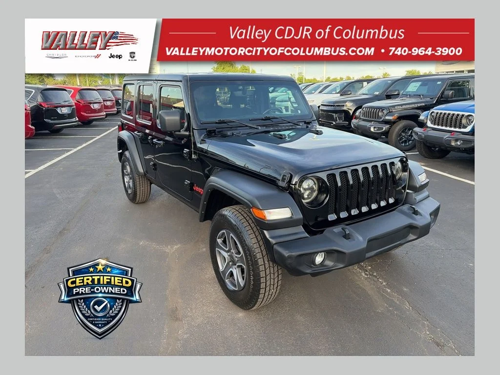 Certified Used 2022 Black Jeep Unlimited Sport S image 1