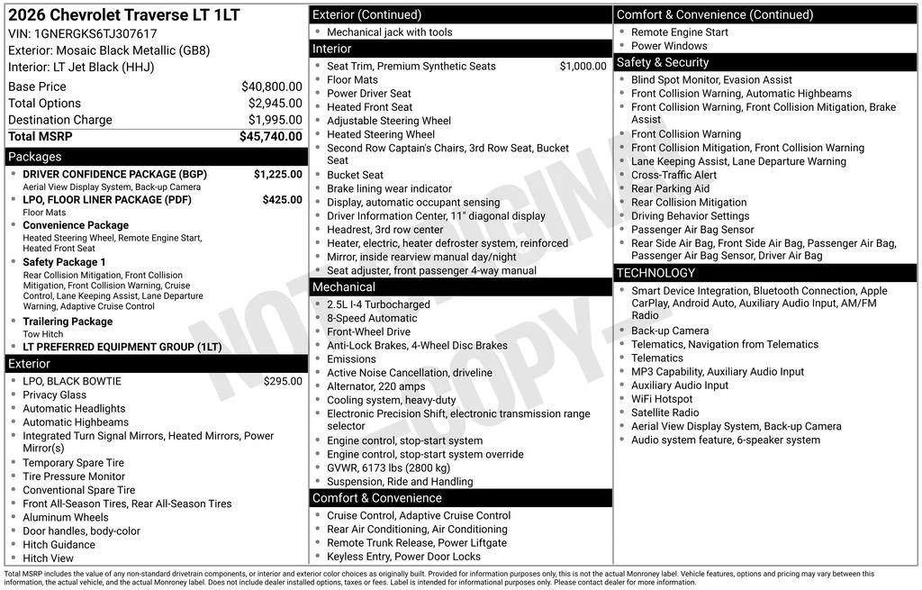 2026 Chevrolet Traverse LT - Photo 45