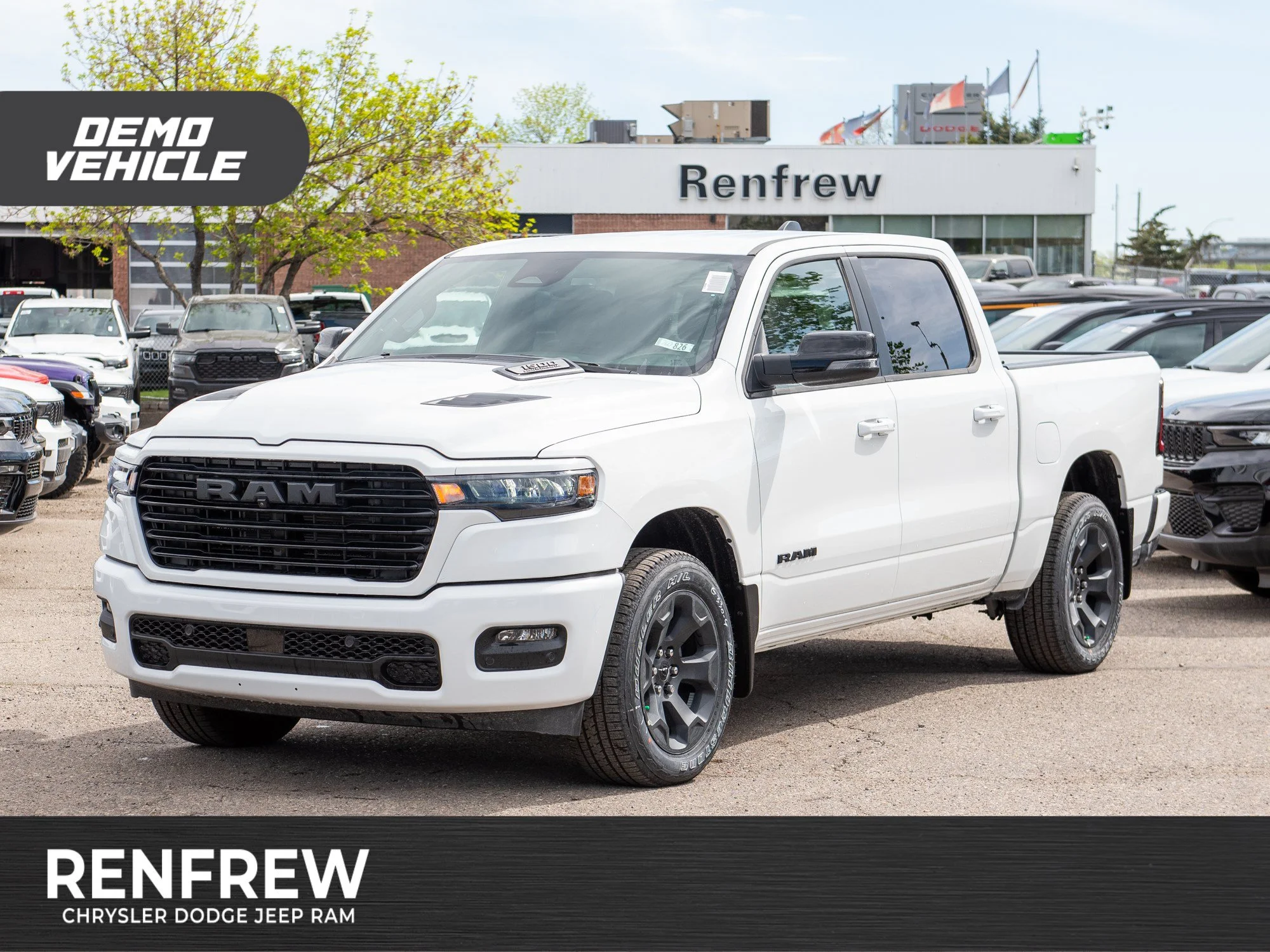 Used 2026 White RAM Sport* Crew Cab 4x4, Heated Seats/Wheel, Navigation, 3.92 Rear Axle image 1