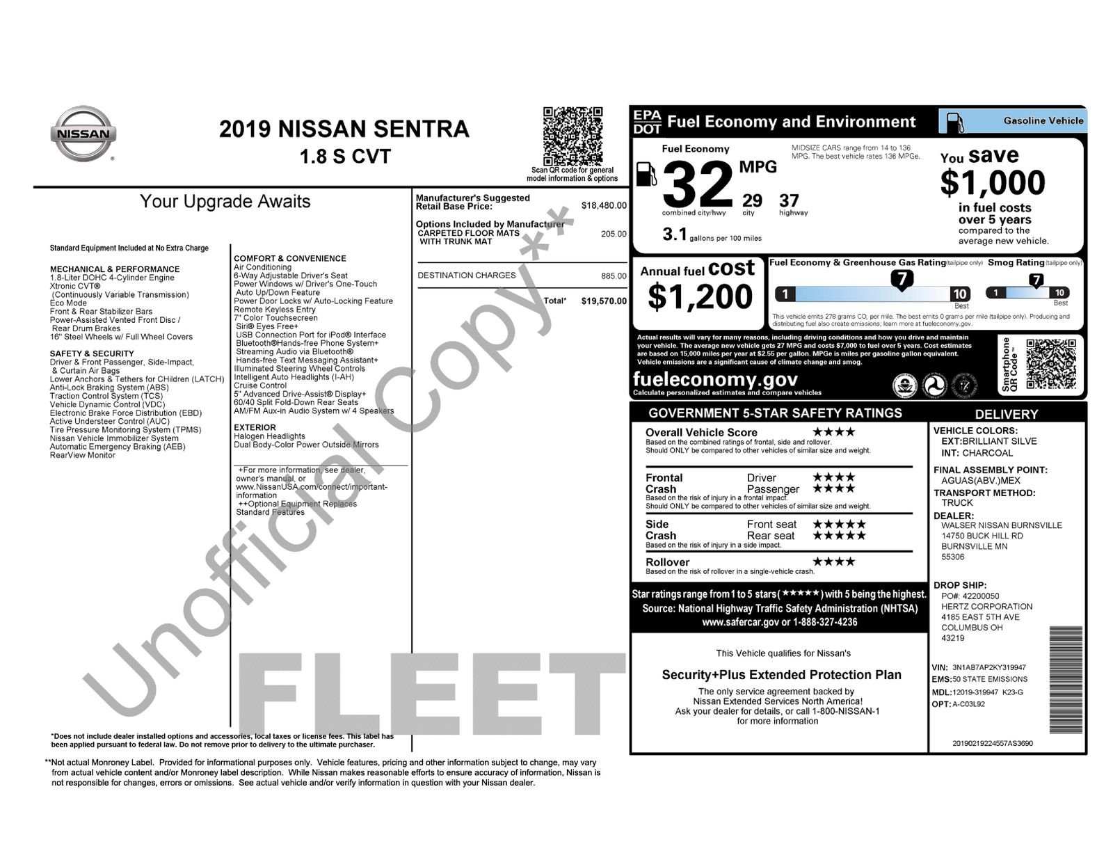 Used 2019 Nissan Sentra S with VIN 3N1AB7AP2KY319947 for sale in North Olmsted, OH