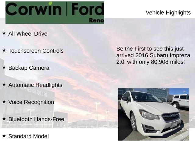 Used 2016 Crystal White Pearl Subaru 2.0i image 4