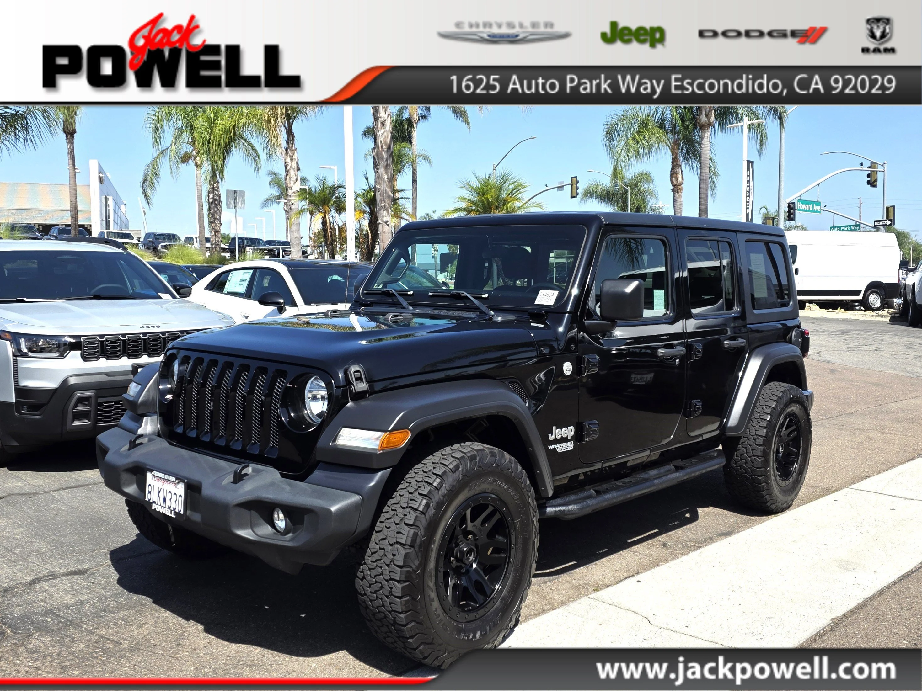 Used 2019 Black Clearcoat Jeep Unlimited Sport S image 1