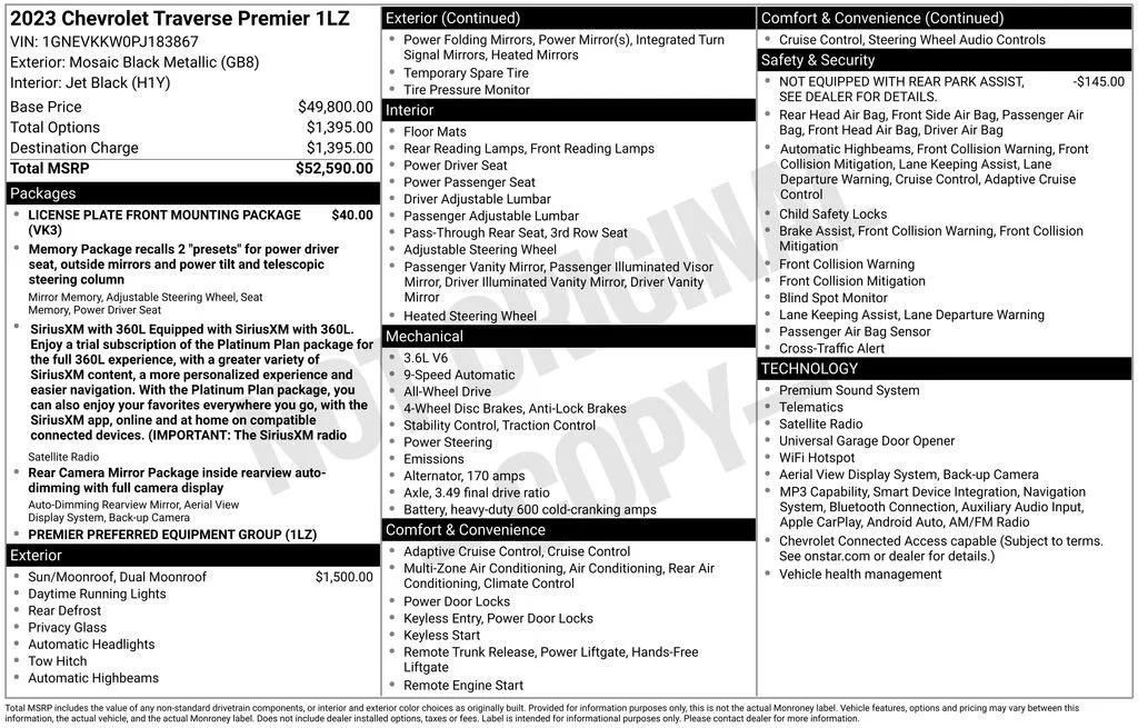 Used 2023 MOSAIC BLACK METALLIC Chevrolet Premier image 40
