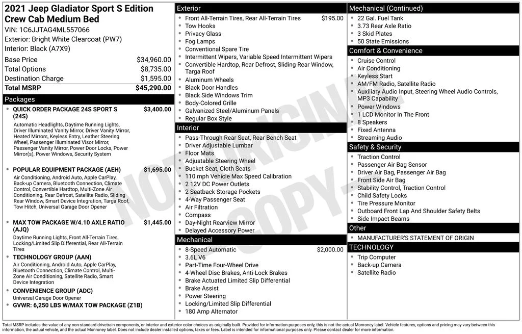 2021 Jeep Gladiator Sport S's photo