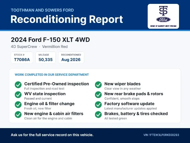 Certified Used 2024 Vermillion Red Ford XLT image 32