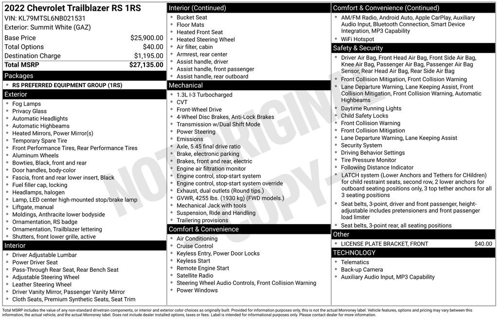 Used 2022 Summit White Chevrolet RS image 2