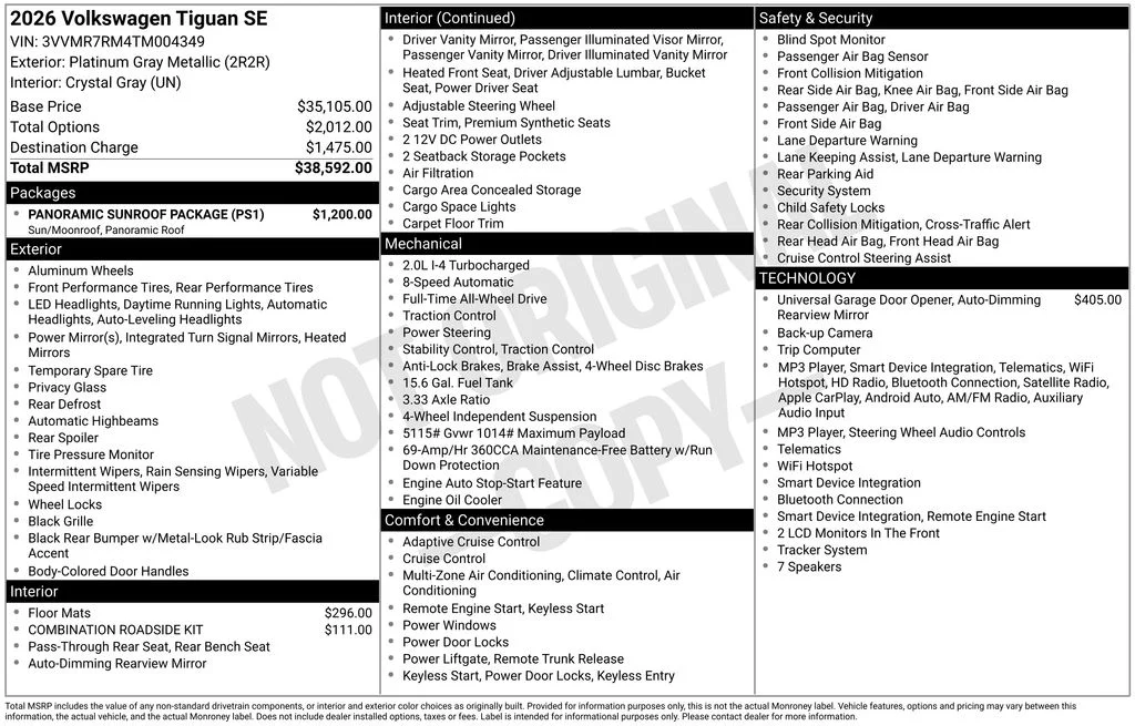 Certified Used 2026 Gray Volkswagen SE image 7