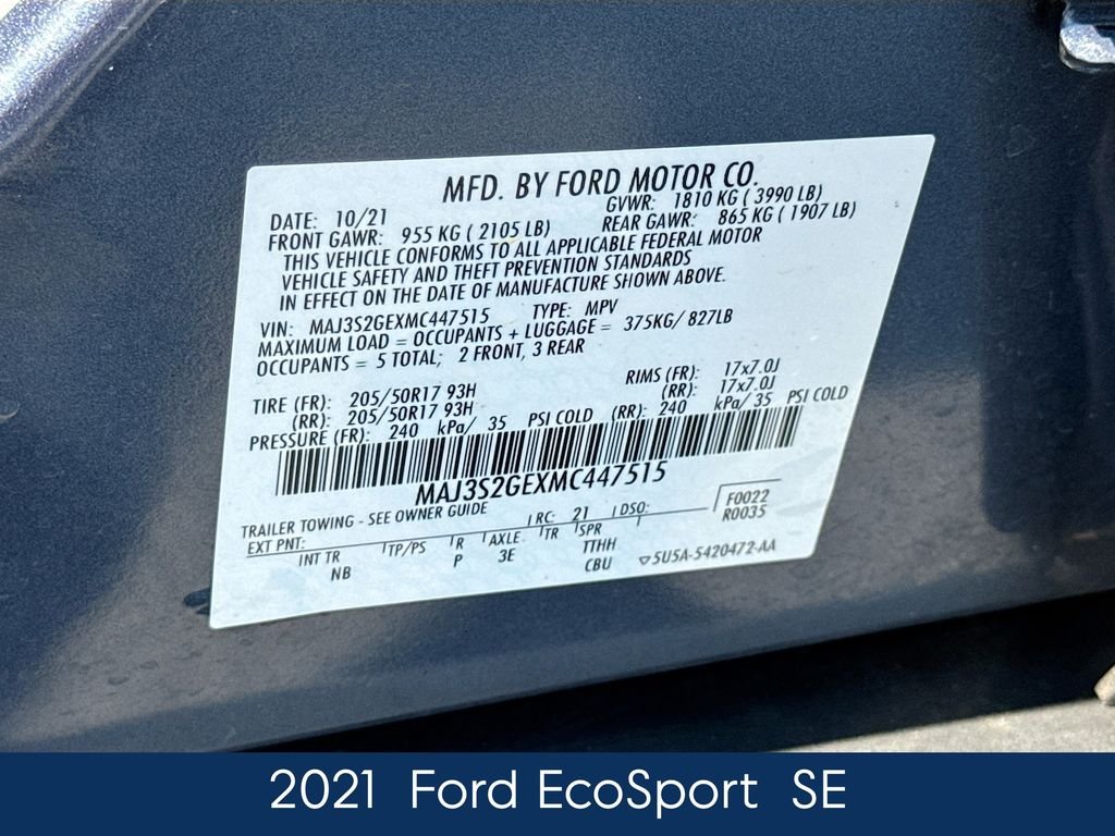 Used 2021 Blue Ford SE image 22