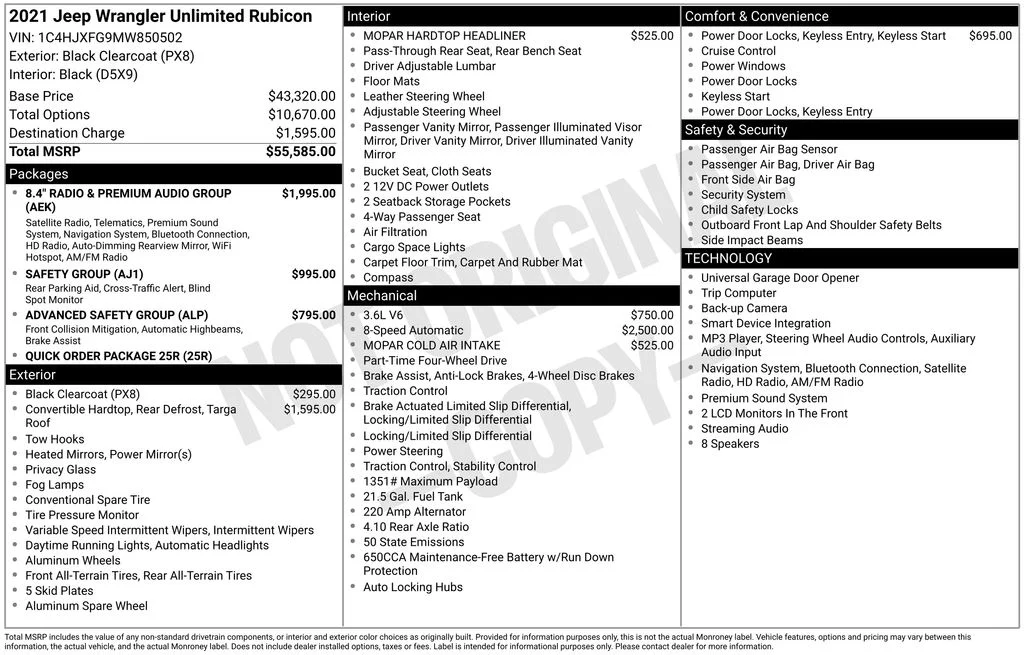 Used 2021 Black Clearcoat Jeep Unlimited Rubicon image 17