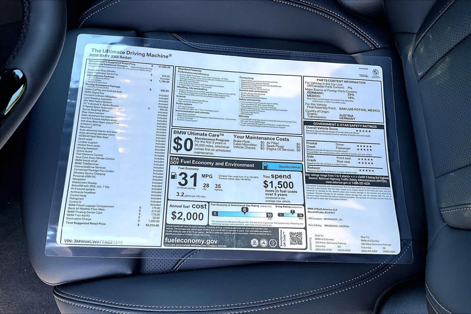 New 2026 Skyscraper Grey Metallic BMW 330i NA image 19