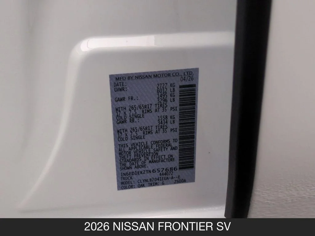New 2026 White Nissan SV image 25
