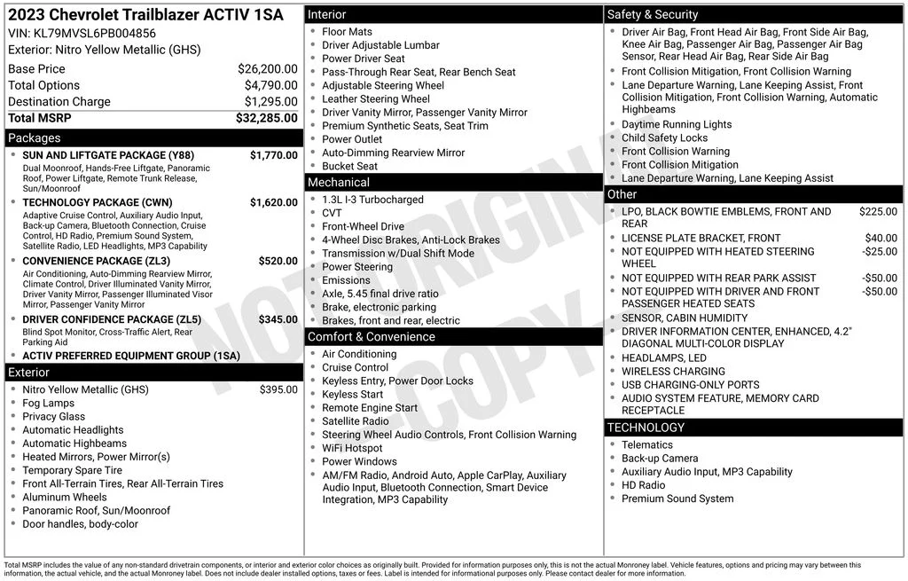 Used 2023 Yellow Chevrolet ACTIV image 4