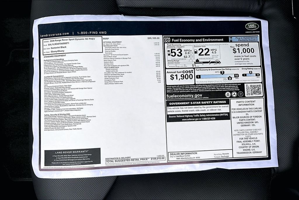 New 2026 SANTORINI BLACK Land Rover Dynamic SE image 14