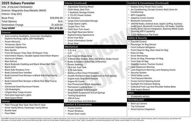 Used 2025 Magnetite Gray Metallic Subaru Base image 29
