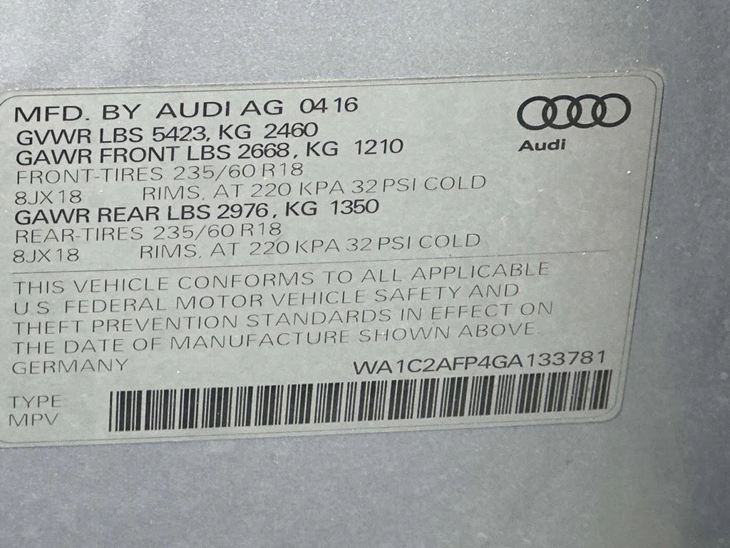 Used 2016 Silver Metallic Audi 2.0T Premium image 32