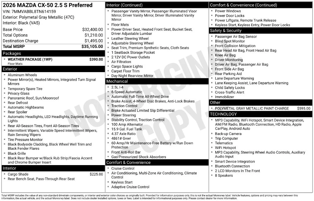 New 2026 Gray Mazda 2.5 S Preferred image 3