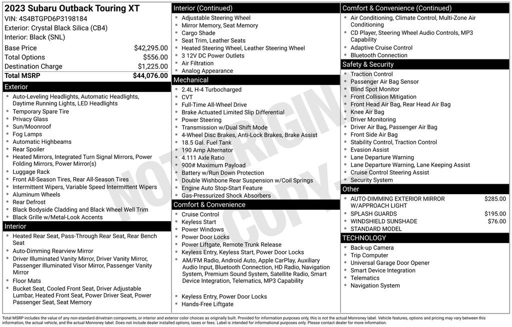 Used 2023 Black Subaru Touring XT image 2