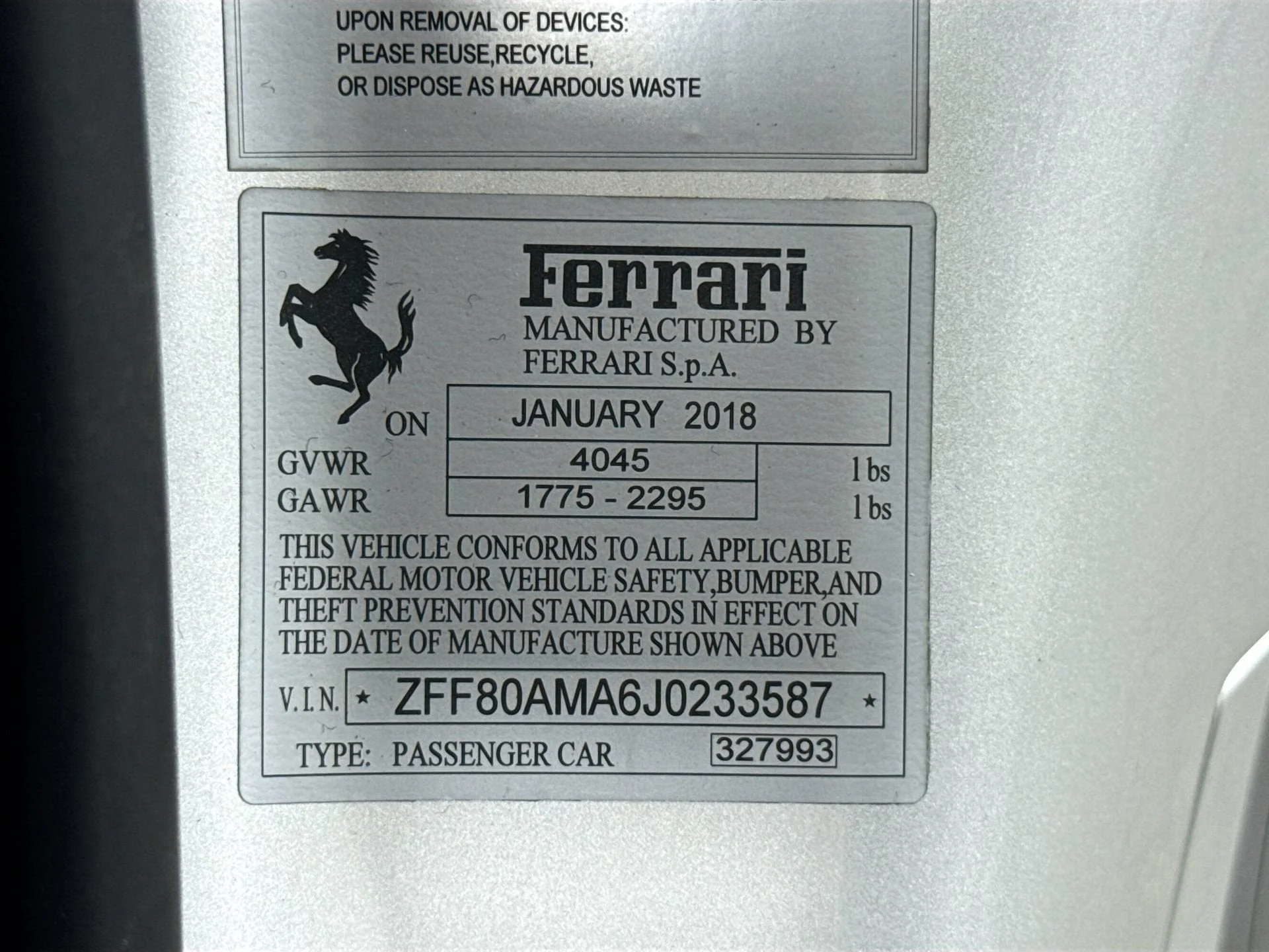 Certified Used 2018 Argento Nurburgring Ferrari Base image 27