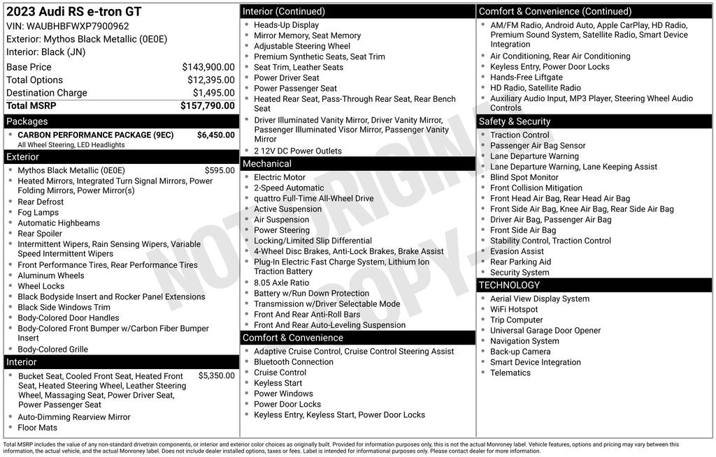 Used 2023 Audi RS e-tron GT Base with VIN WAUBHBFWXP7900962 for sale in Highland Park, IL