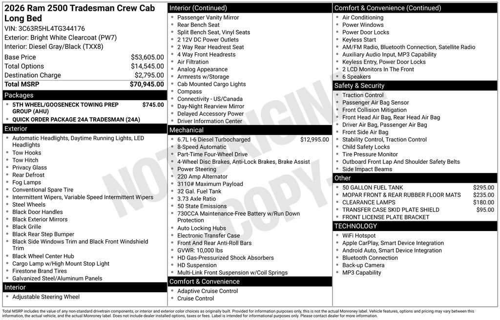 New 2026 Bright White Clear-Coat Exterior Paint RAM Tradesman image 24
