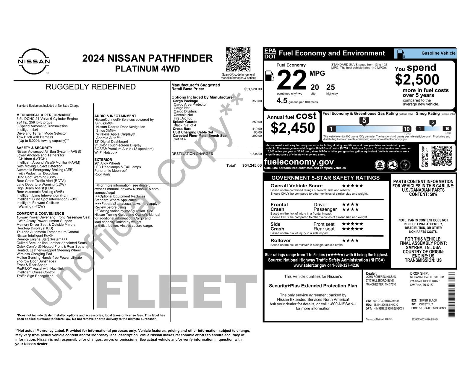 Certified Used 2024 Super Black Nissan Platinum image 2