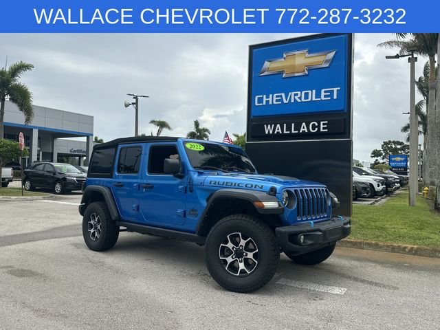 Used 2022 Blue Jeep Unlimited Rubicon 4xe image 1