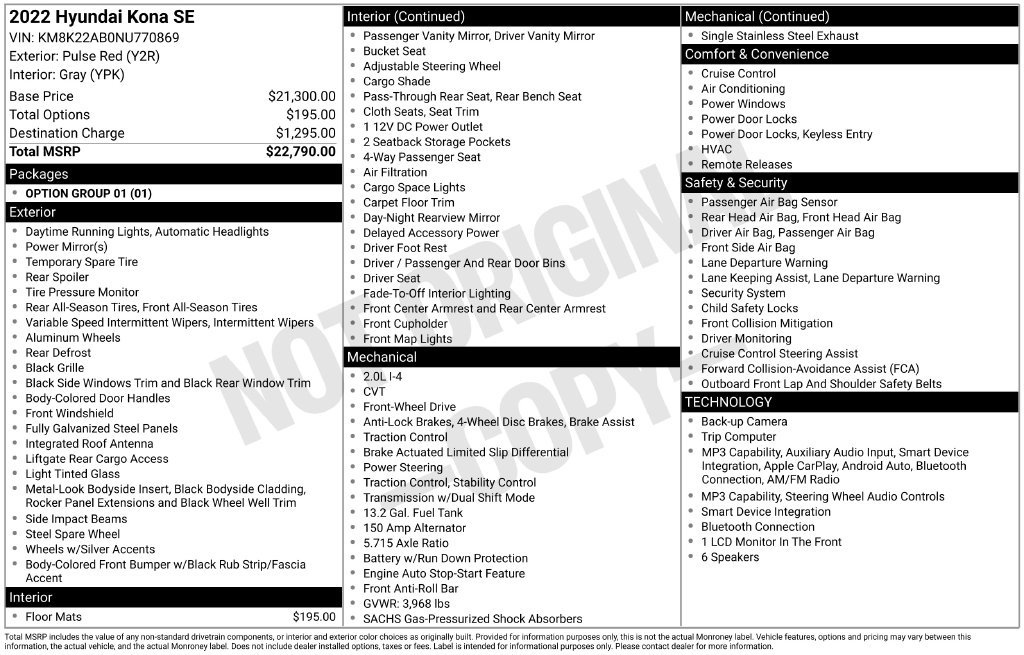 Used 2022 Red Hyundai SE image 9