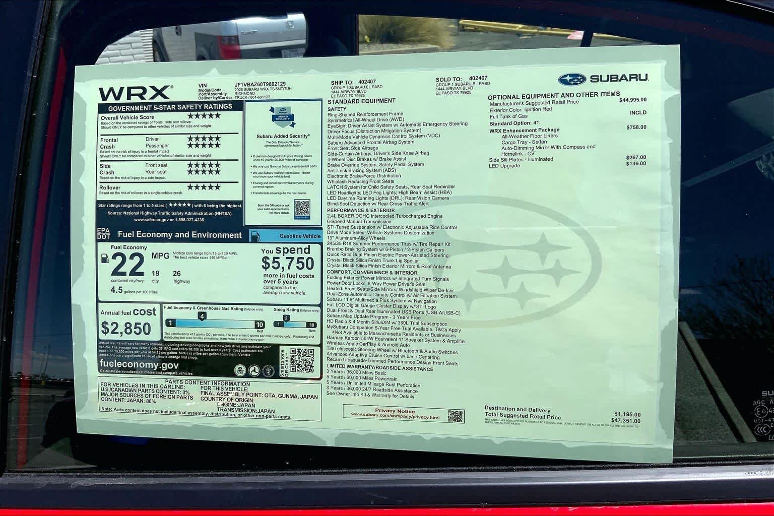 New 2026 IGNITION RED Subaru tS image 19
