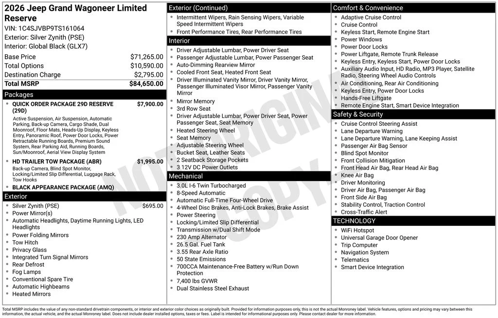 New 2026 Silver-Zynith Exterior Paint Jeep Limited Reserve image 6