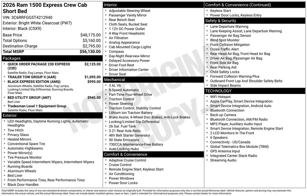 New 2026 Bright White Clearcoat RAM Express image 6