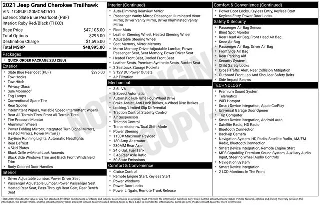 Used 2021 Pacific Blue Clearcoat Jeep Trailhawk image 37