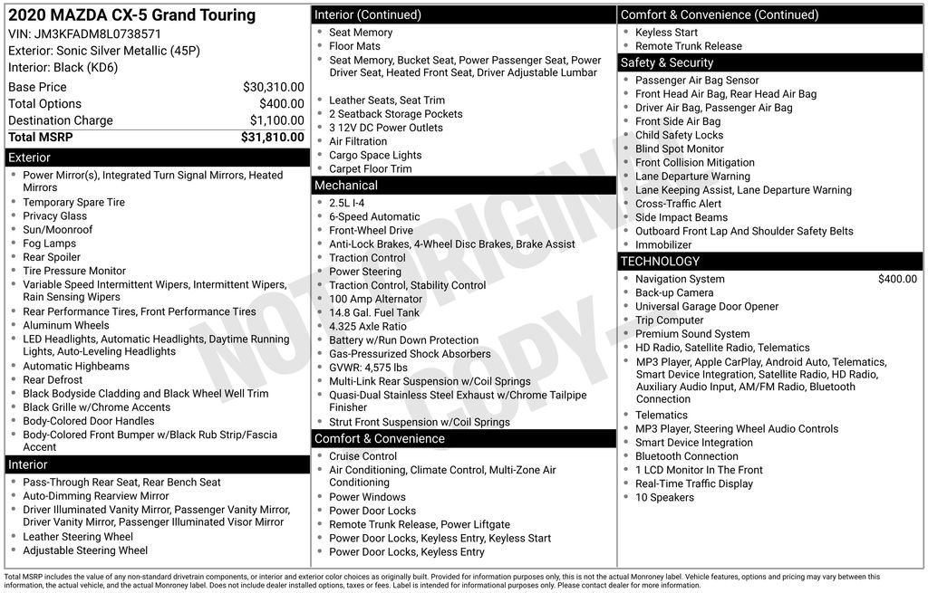 Used 2020 Sonic Silver Metallic Mazda Grand Touring image 27