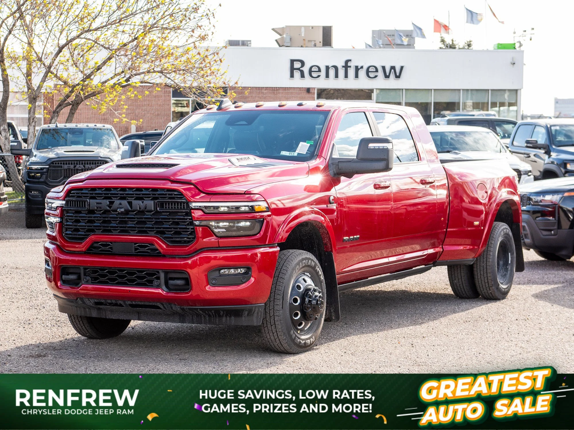 New 2026 Red RAM Limited Night* Mega Cab 4x4, Sunroof, Harman/Kardon, Passenger Screen image 1