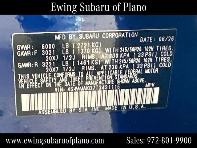 New 2026 SAPPHIRE BLUE PEARL Subaru Touring 7-Passenger image 35