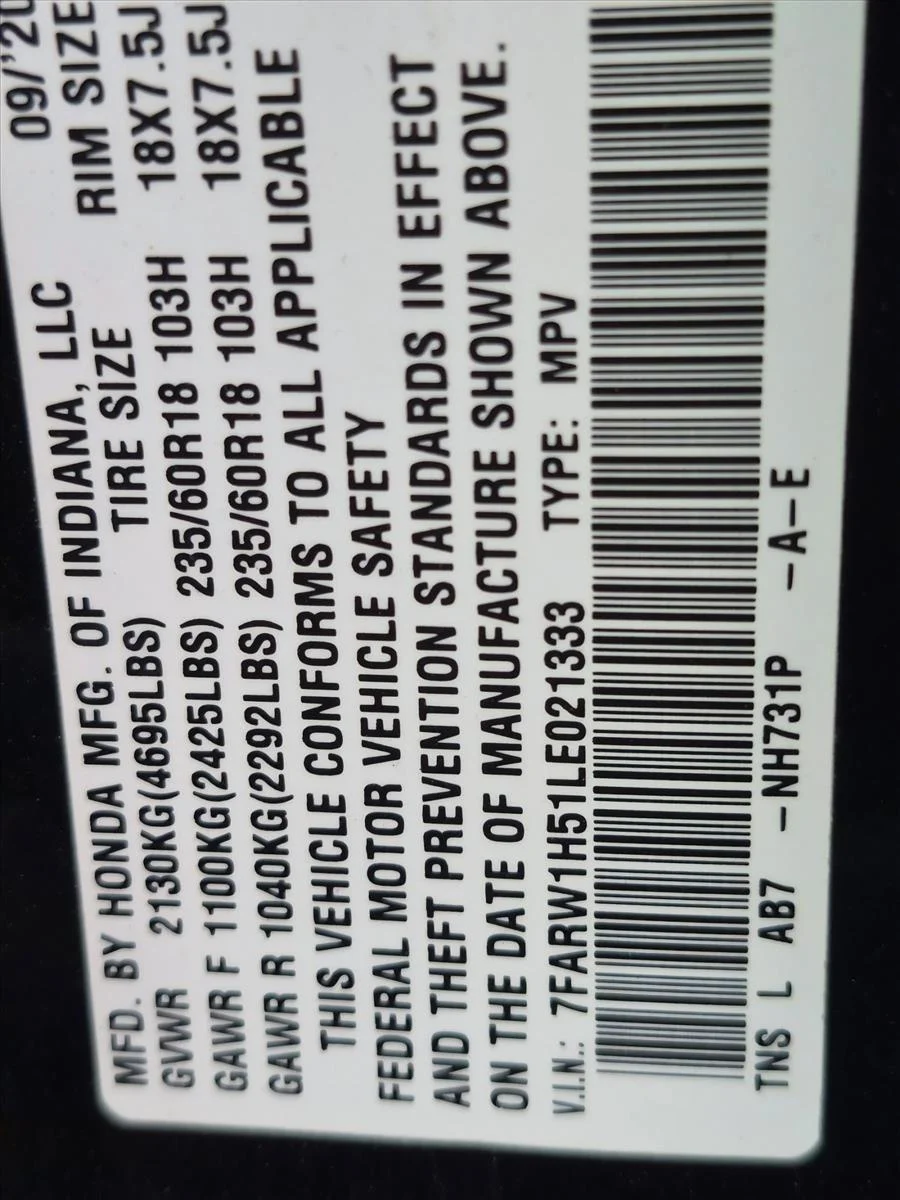 Used 2020 Black Honda EX image 15