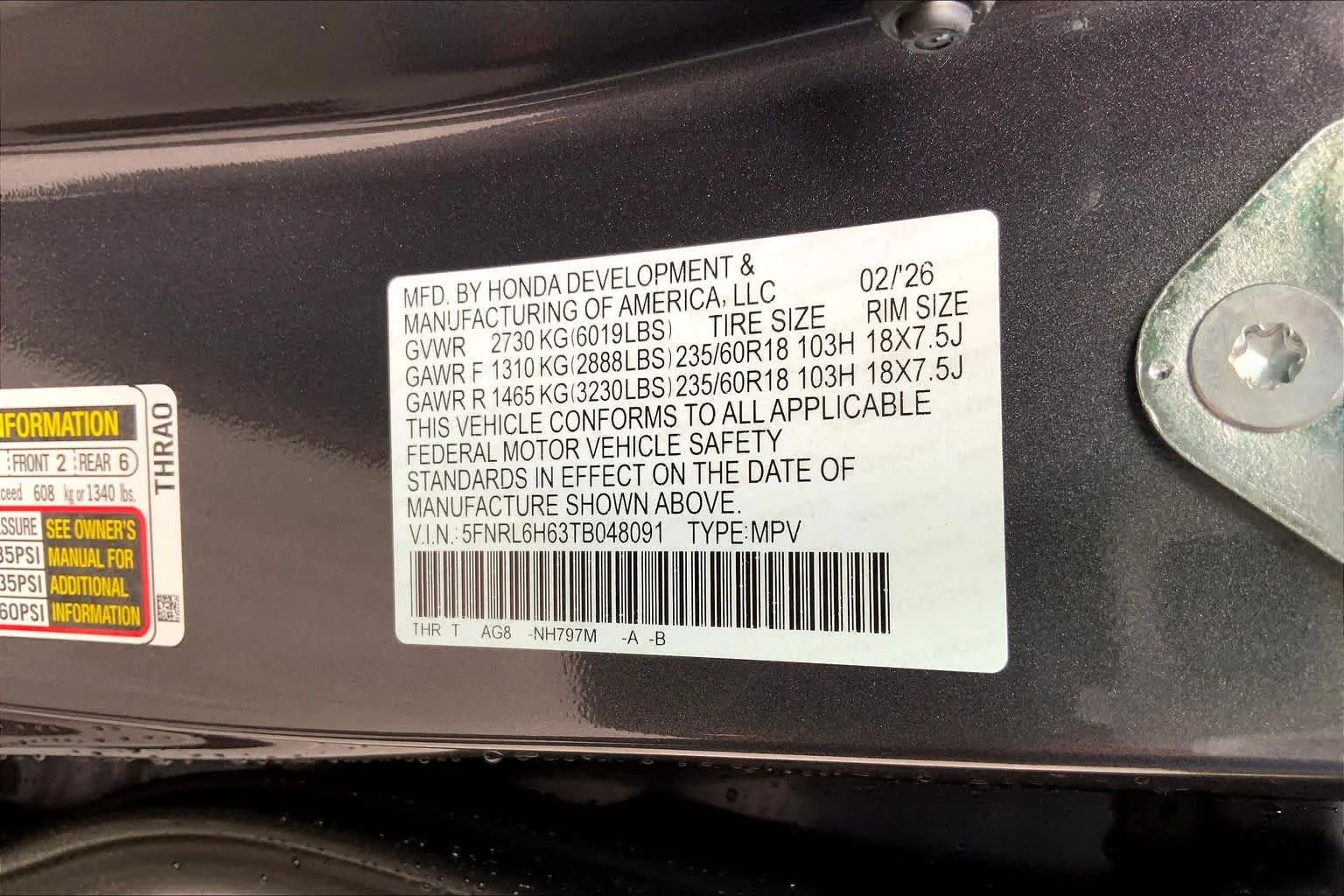 New 2026 Modern Steel Metallic Honda EX-L image 12